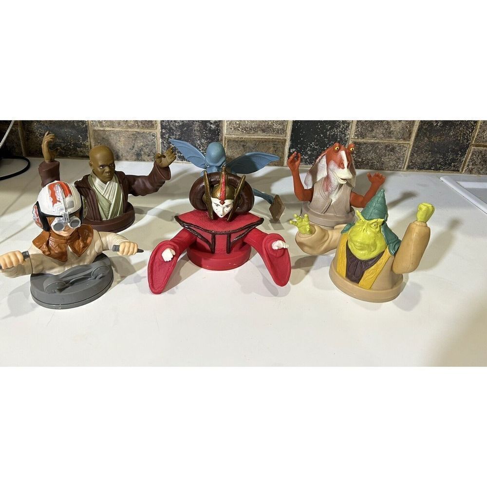 Vintage Star Wars Phantom Menace Cup Toppers 1999 KFC Taco Bell Pizza Hut LOT OF